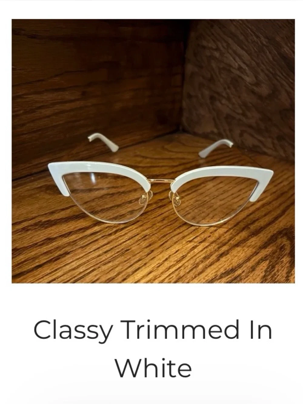 White Cat-Eye Trim Glasses - Fashion Women's Eyewear